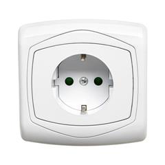 TON Gniazdo pojedyncze z/u 16A schuko z przesłonami białe GP-1CSP/00