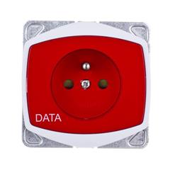 TON Gniazdo pojedyncze z uziemieniem DATA z przesłonami torów prądowych bez ramki biały GP-1CZDP/m/00