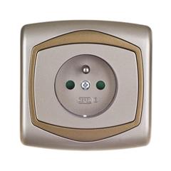 TON Gniazdo pojedyncze z uziemieniem przesłonami torów prądowych satyna + złoto GP-1CZP/16/20