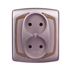 TON Gniazdo podwójne b/u 16A satyna + złoto GP-2C/16/20