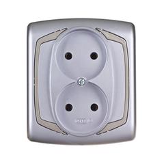 TON Gniazdo podwójneb/u 16A srebro + satyna GP-2C/18/16