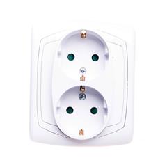 TON Gniazdo podwójne z/u 16A schuko z przesłonami białe GP-2CSP/00