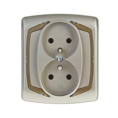 TON Gniazdo podwójne z/u 16A satyna + złoto GP-2CZ/16/20