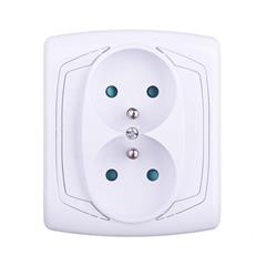 TON Gniazdo podwójne z/u 16A z przesłonami białe GP-2CZP/00