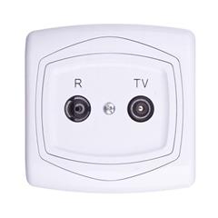 TON Gniazdo RTV przelotowe ZAP 14 biały GPA-14CP/00