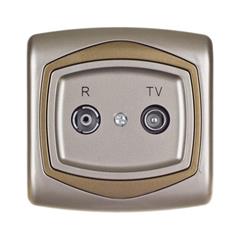 TON Gniazdo RTV końcowe ZAR 25-3 dB satyna + złoto GPA-CK/16/20