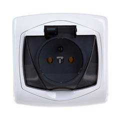 TON Gniazdo hermetyczne z/u 16A IP44 z klapką dymną białe GPH-1CZ/00/d