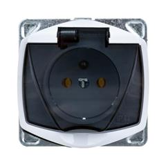 TON Gniazdo hermetyczne z/u 16A IP44 z klapką dymną bez ramki białe GPH-1CZ/m/00/d