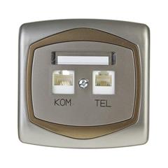TON Gniazdo komputerowo-telefoniczne RJ 45 kat. 5e (8-stykowe) + RJ 11 (4-stykowe) satyna + złoto GPKT-C/F/16/20