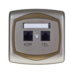 TON Gniazdo komputerowo-telefoniczne RJ 45 kat. 5e (8-stykowe) + RJ 11 (6-stykowe) satyna + złoto GPKT-C/K/16/20