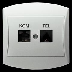TOP Gniazdo teleinformatyczne RJ11 + RJ45 kat.5e białe GPKT-T/K/00