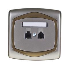 TON Gniazdo telefoniczne podwójne równoległe satyna + złoto GPT-2CR/16/20