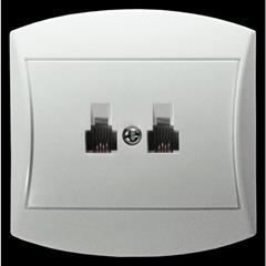 TOP Gniazdo telefoniczne podwójne równoległe białe GPT-2TR/00