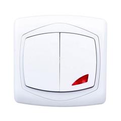 TON Łącznik podwójny schodowy z podświetleniem pomarańczowym biały ŁP-10CS/00