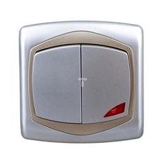 TON Łącznik podwójny schodowy z podświetleniem pomarańczowym srebro + satyna ŁP-10CS/18/16