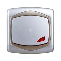 TON Łącznik pojedynczy z podświetleniem srebro + satyna ŁP-1CS/18/16