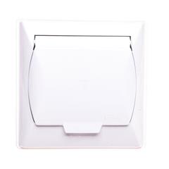 AKCENT Gniazdo hermetyczne pojedyncze z/u 16A 250V IP44 klapka białe GPH-1AZ/00/w