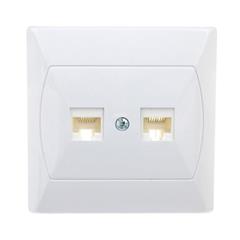 AKCENT Gniazdo komputerowe podwójne RJ45 kat. 5e FOREX białe GPK-2A/F/00