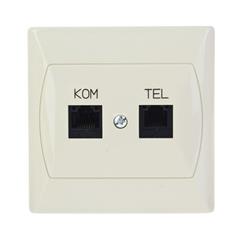 AKCENT Gniazdo teleinformatyczne RJ45 kat. 5e/ RJ11 6-stykowe beżowe GPKT-A/K/01