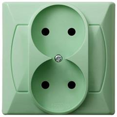 AKCENT Gniazdo podwójne b/u 16A 250V IP20 seledynowe GP-2A/11