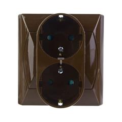 AKCENT Gniazdo podwójne z/u schuko 16A 250V IP20 z przesłonami torów brązowe GP-2ASP/24