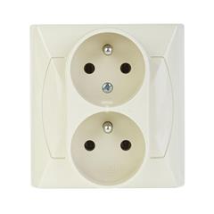 AKCENT Gniazdo podwójne z/u 16A 250V IP20 z niezamiennością faz beżowe GP-2AC/01