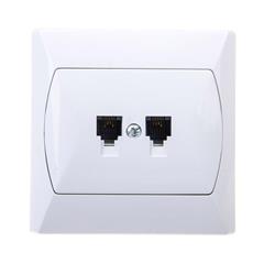 AKCENT Gniazdo telefoniczne podwójne RJ11 równoległe białe GPT-2AR/00