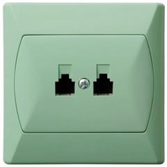 AKCENT Gniazdo telefoniczne podwójne RJ11 równoległe seledynowe GPT-2AR/11