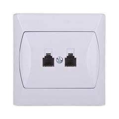 AKCENT Gniazdo telefoniczne podwójne RJ11 niezależne białe GPT-2AN/00