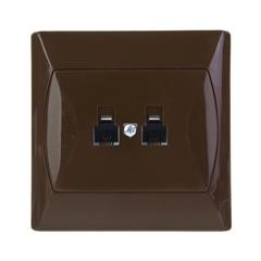 AKCENT Gniazdo telefoniczne podwójne RJ11 niezależne brązowe GPT-2AN/24