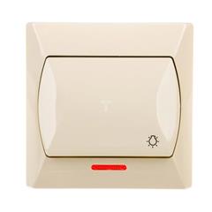 AKCENT Przycisk ''światło” 10A 250V IP20 podświetlenie LED pomarańczowe beżowy ŁP-5AS/01