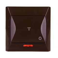 AKCENT Przycisk ''światło” 1Z 10A 250V IP20 podświetlenie LED pomarańczowe brązowy ŁP-5AS/24