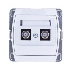 GAZELA Gniazdo antenowe podwójne SAT typu F białe GPA-2JF/m/00