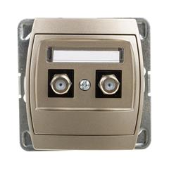 GAZELA Gniazdo antenowe podwójne SAT typu F satynowe GPA-2JF/m/16/16