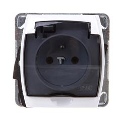 GAZELA Gniazdo hermetyczne pojedyncze z/u 16A IP44 z klapką dymną białe GPH-1JZ/m/00/d