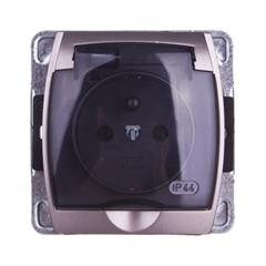 GAZELA Gniazdo hermetyczne pojedyncze z/u 16A IP44 srebro/ tytan GPH-1JZ/m/18/23/d