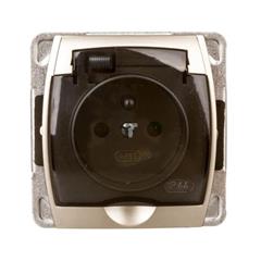 GAZELA Gniazdo hermetyczne pojedyncze z/u 16A IP44 z przesłonami torów klapką dymną srebro/ tytan GPH-1JZP/m/18/23/d