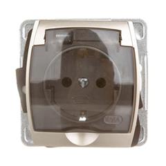 GAZELA Gniazdo hermetyczne pojedyncze z/u SCHUKO 16A IP44 z klapką dymną satynowe GPH-1JS/m/16/16/d