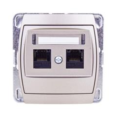 GAZELA Gniazdo komputerowe podwójne kat. 5e MMC satynowe GPK-2J/K/m/16/16