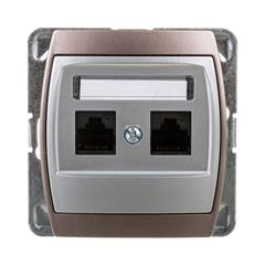 GAZELA Gniazdo komputerowe podwójne kat. 5e MMC srebro/ tytan GPK-2J/K/m/18/23