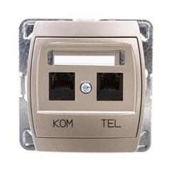 GAZELA Gniazdo teleinformatyczne RJ45 kat. 5e /8-stykowe/ RJ11 /6-stykowe/ satynowe GPKT-J/K/m/16/16