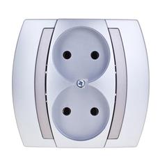 GAZELA Gniazdo podwójne b/u 16A IP20 srebro/ tytan GP-2J/18/23