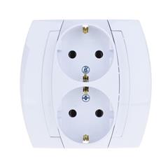 GAZELA Gniazdo podwójne z/u SCHUKO 16A IP20 białe GP-2JS/00