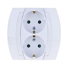 GAZELA Gniazdo podwójne z/u SCHUKO z przesłonami torów białe GP-2JSP/00