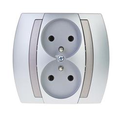 GAZELA Gniazdo podwójne z/u 16A IP20 srebro/ tytan GP-2JZ/18/23