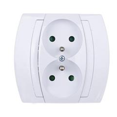 GAZELA Gniazdo podwójne z/u 16A IP20 z przesłonami torów białe GP-2JZP/00