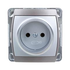 GAZELA Gniazdo pojedyncze b/u 16A IP20 srebro/ tytan GP-1J/m/18/23