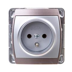 GAZELA Gniazdo pojedyncze z/u 16A IP20 srebro/ tytan GP-1JZ/m/18/23