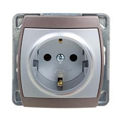 GAZELA Gniazdo pojedyncze z/u SCHUKO 16A IP20 srebro/ tytan GP-1JS/m/18/23