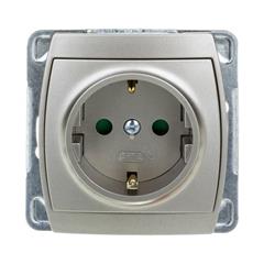 GAZELA Gniazdo pojedyncze z/u SCHUKO 16A IP20 z przesłonami torów satynowe GP-1JSP/m/16/16